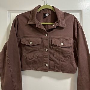 H&M Brown Twill Cotton Cropped Jacket